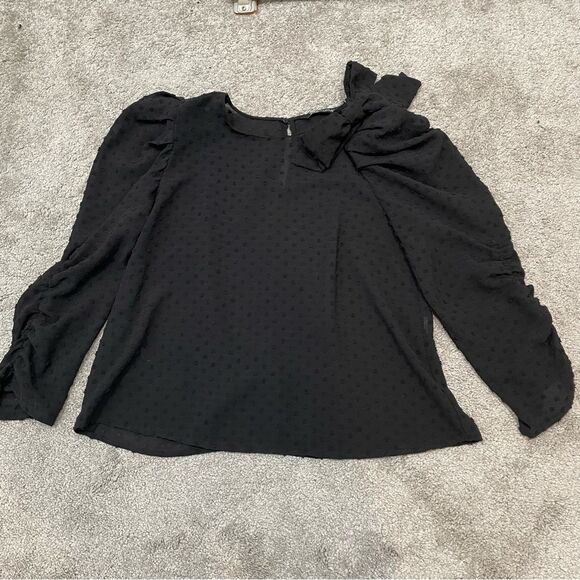 Zara Sheer Heart Polk Dot Shoulder Bow Blouse Size M - Picture 1 of 13